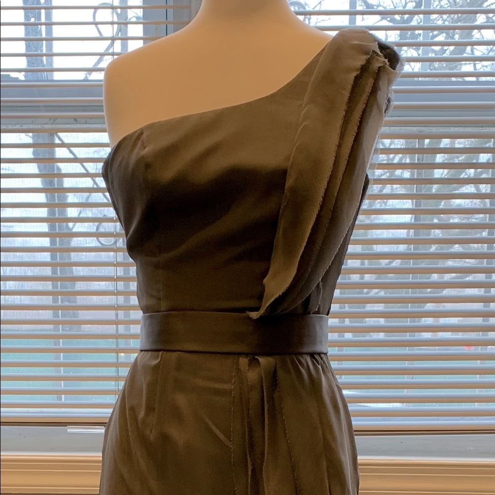 White By Vera Wang Long One Shoulder Dress with Ruffles Size 4